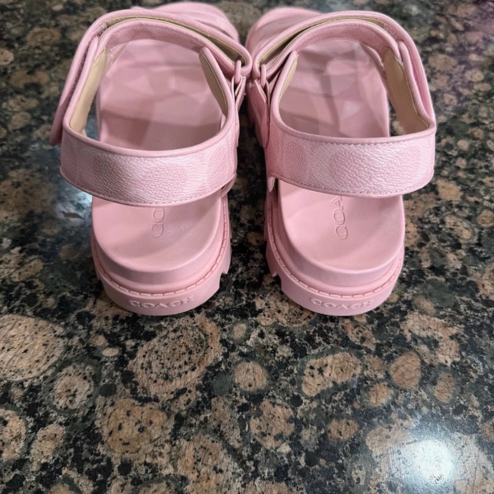 Coach NWOT Pink Velcro Strap Sandals 7.5 - Picture 2 of 3